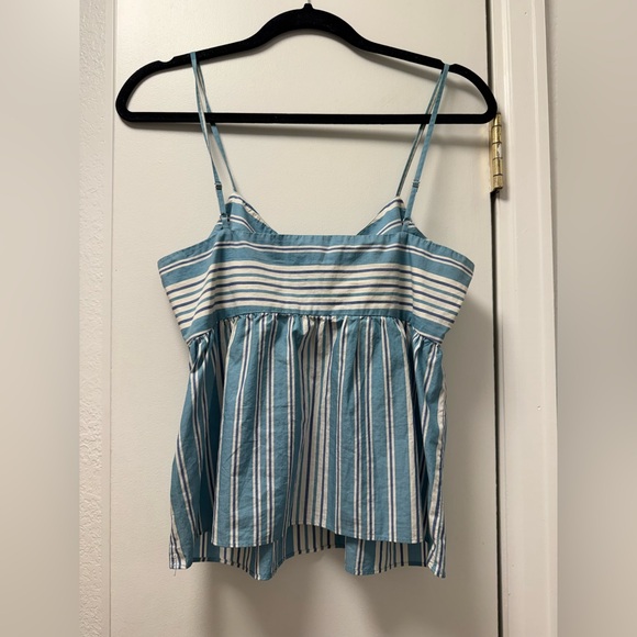 Madewell Blue & White Striped Tie-Front Keyhole Cami Tank Top Size 4 - Picture 6 of 7